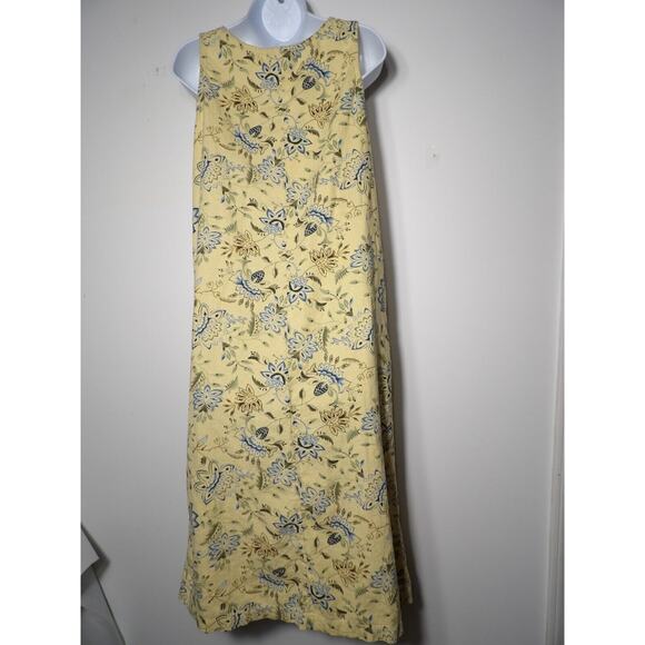 Vintage Requirements Linen Midi Dress Medium Yellow Floral Cottage Core Fairy Y2 - Picture 13 of 13